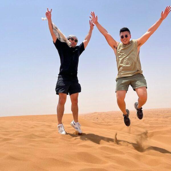 Two Men Enjoying in Desert Safari Dubai